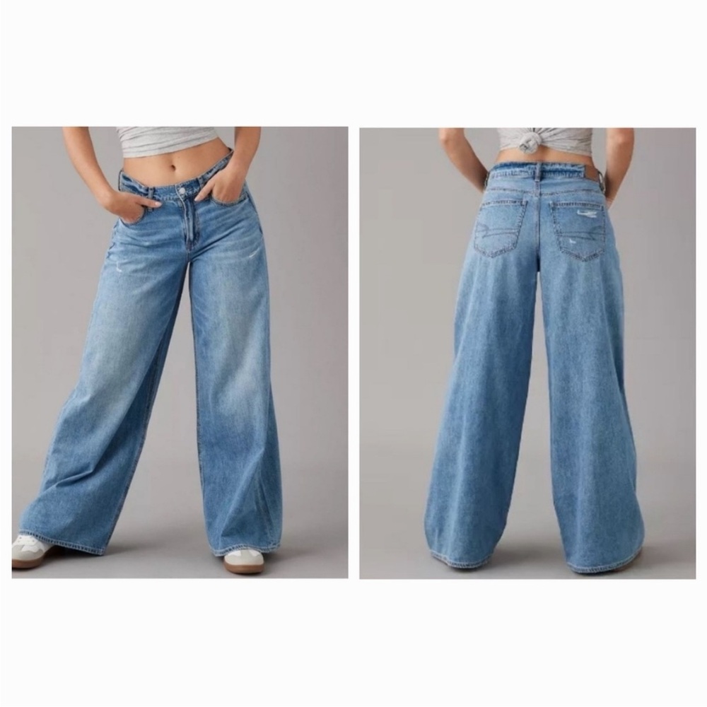 American Eagle Dreamy Drape Super High-Waisted Baggy Ultra Wide Leg Sz 30L